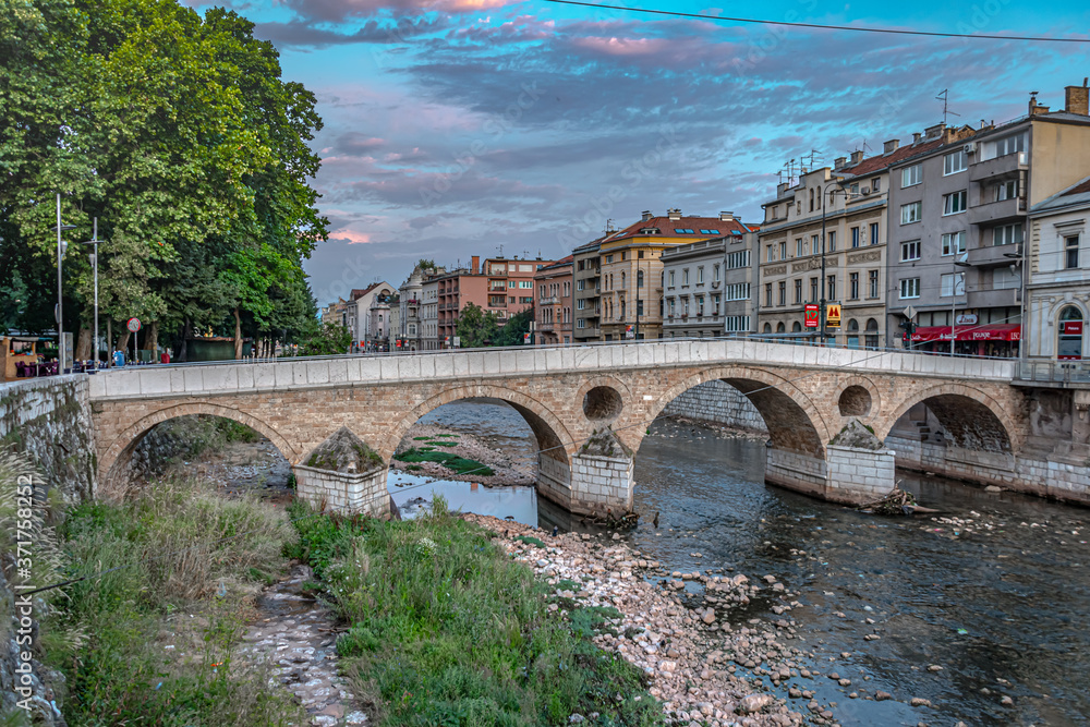 Naklejka premium Latin Bridge is the oldest preserved bridge in Sarajevo