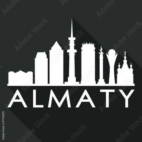 Almaty Flat Icon Skyline Silhouette Design City Vector Art Famous Buildings.