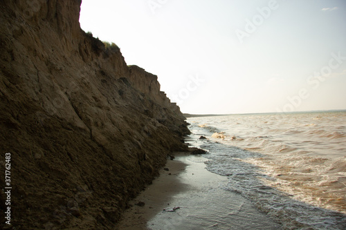 Cliff near the salty lake Bolshoye Yarovoe (Altai Territory). photo