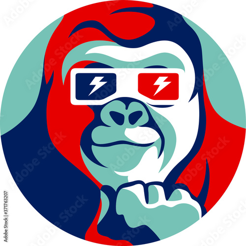 Cool Gorilla Wears 3D Glasses