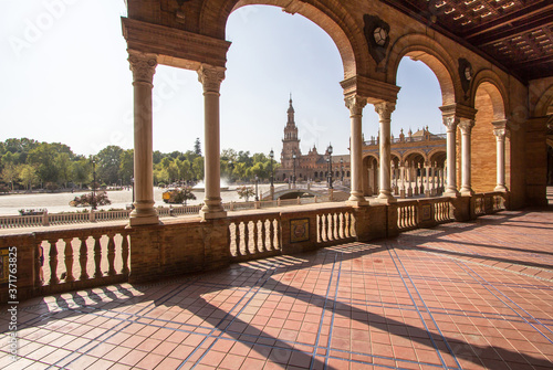 Arcades on the Plaza de España, Seville, Spain