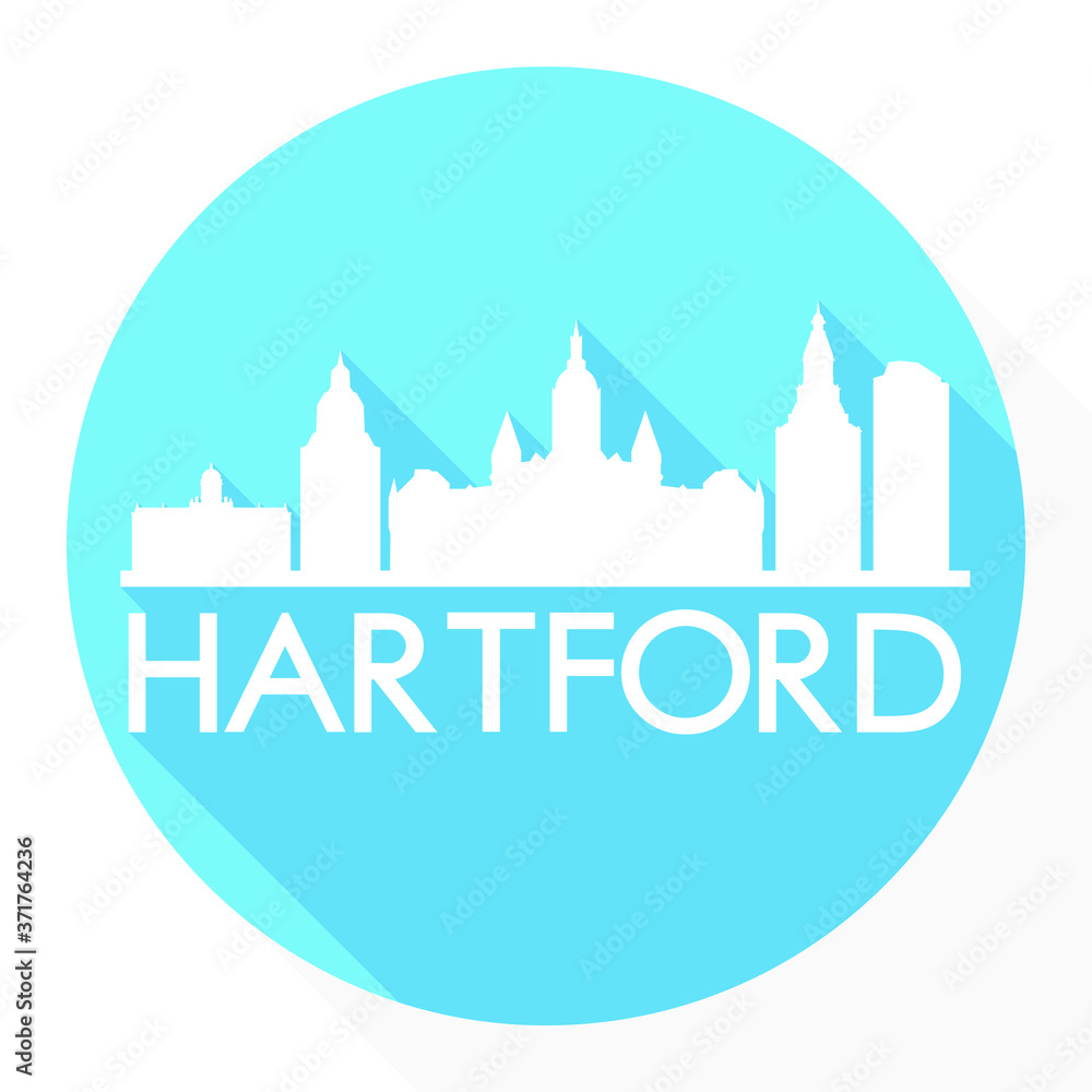 Hartford Connecticut USA Flat Icon Skyline Silhouette Design City Vector Art.