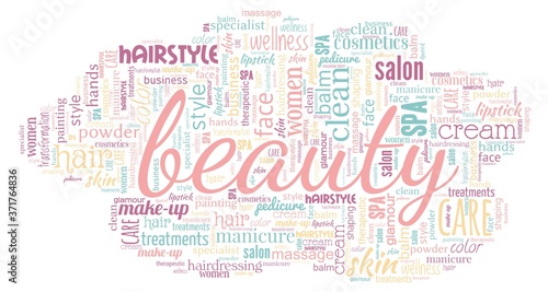 Beauty word cloud isolated on a white background.