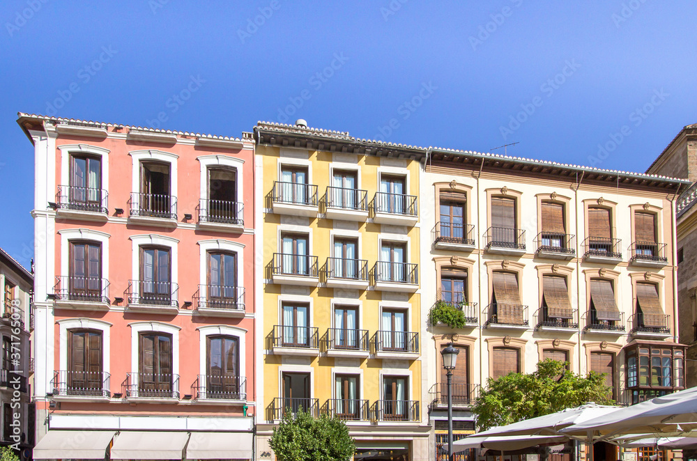Granada old streets with historic buildings, Spain