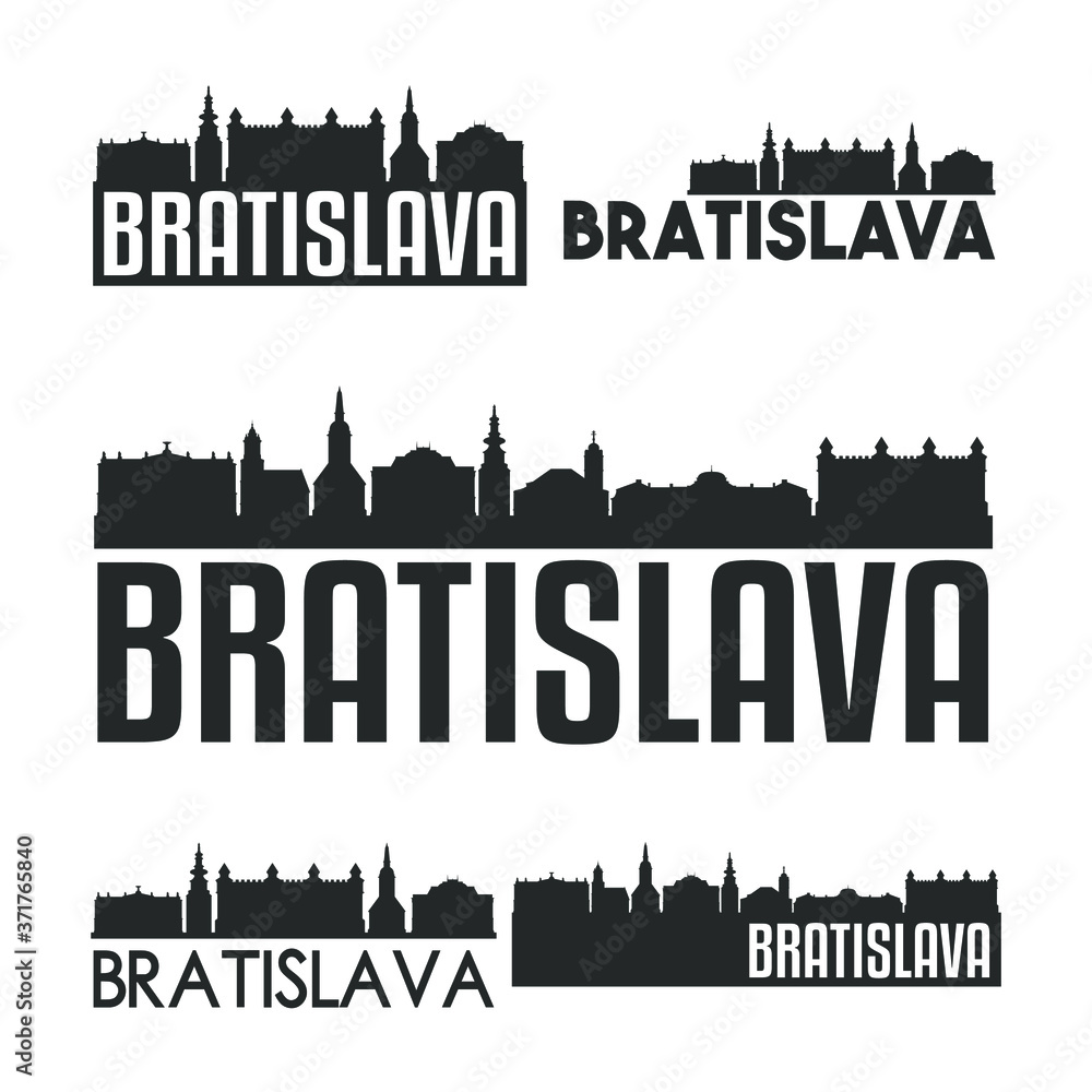 Bratislava Slovakia Flat Icon Skyline Vector Silhouette Design Set Landmark  Logo.
