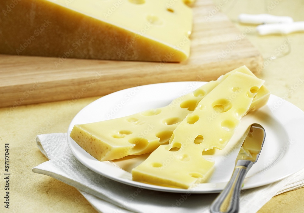 Emmental, Swiss Cheese produced from Cow's Milk
