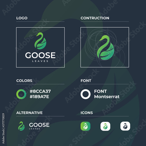 Goose Leaf Logo Template. nature swan logo
