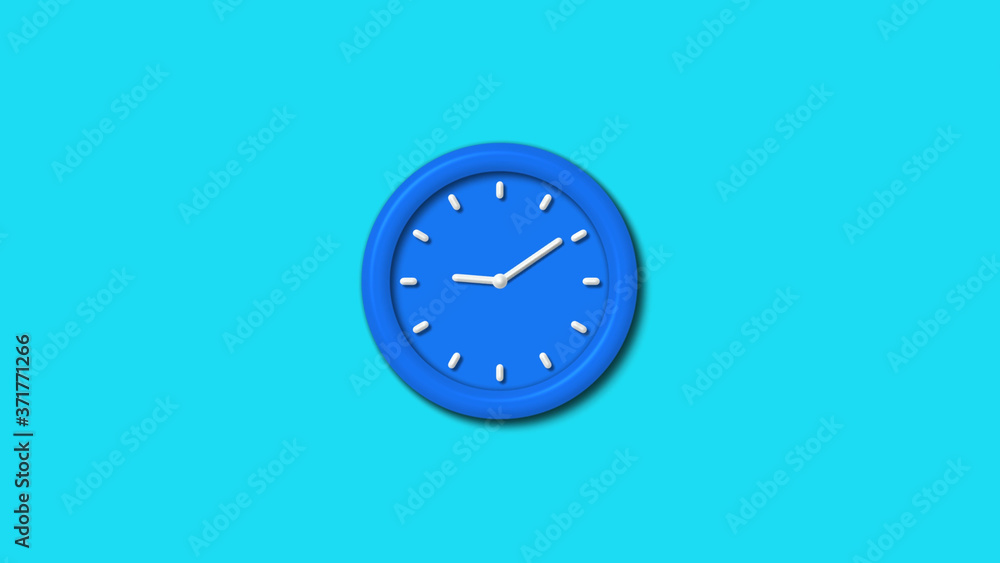 Amazing aqua color 3d wall clock icon on cyan background,12 hours clock icon Amazing aqua color 3d wall clock icon on cyan background,12 hours clock icon