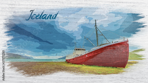 Shipwreck on the shore in I...