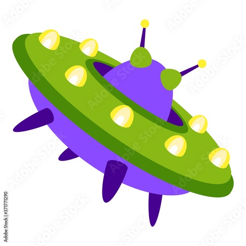 Start flying ufo icon. Cartoon of start flying ufo vector icon for web design isolated on white background