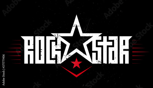 Rock star - music poster with original lettering and stars. Rockstar - t-shirt design. T-shirt apparels cool print.