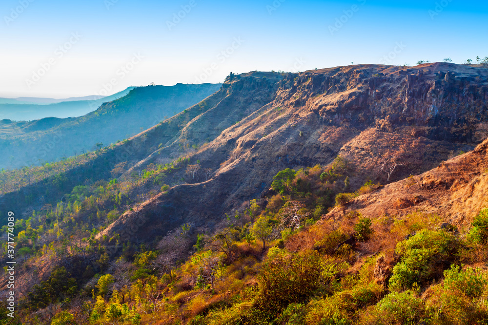 Mountain landscape near Mandu city, India