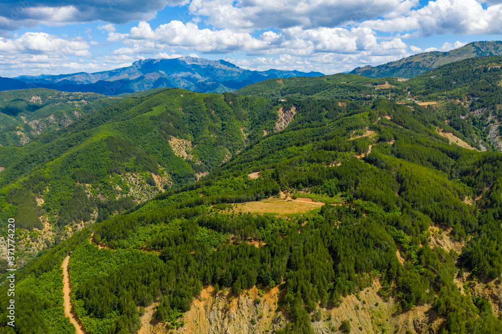 Green Mountains. Albania is one of the most mountainous countries in the world. Aerial view.