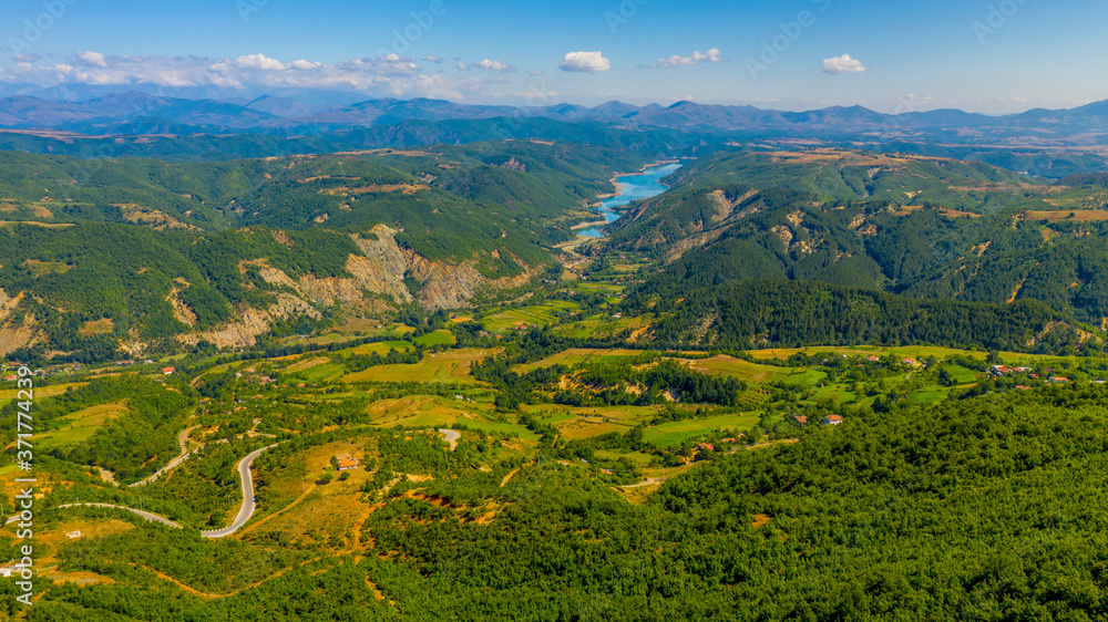 Obraz premium Green Mountains. Albania is one of the most mountainous countries in the world. Aerial view.