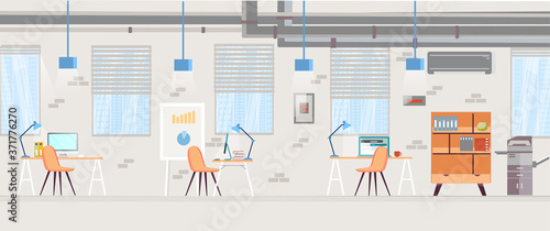 Vector of an open space empty office interior