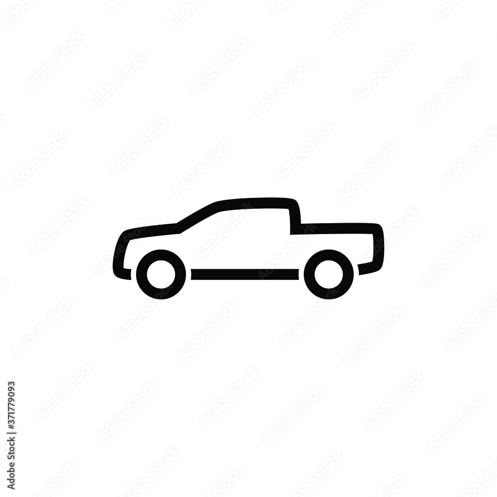 pick up truck thin icon isolated on white background, simple line icon for your work.