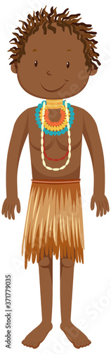 Ethnic people of African tribes in traditional clothing cartoon character