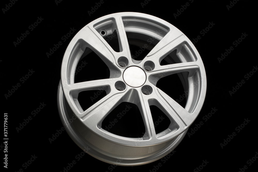 grey Alloy rim on black background close up