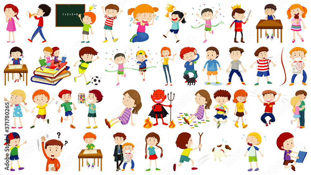 Fototapeta premium Set of cute kids cartoon character