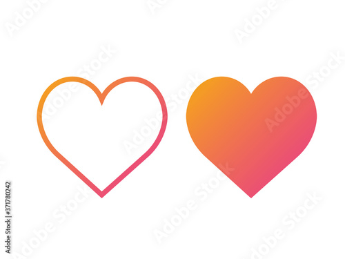 Gradient orange to pink vector colorful sweet heart thin line icon