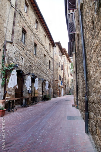 Street in historical center of San Gimignano  Italy