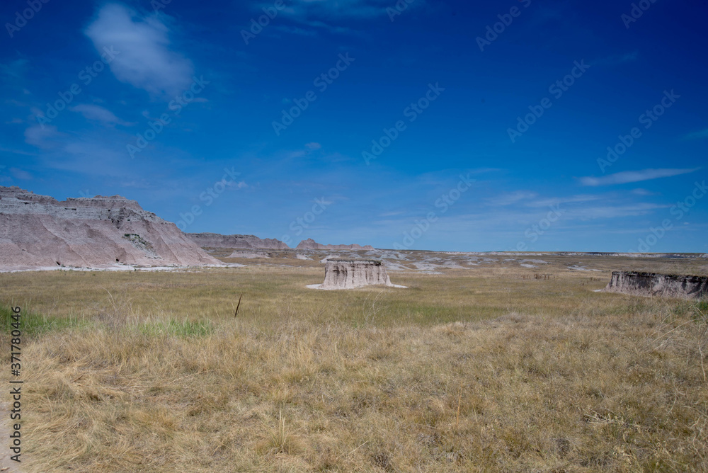 Mountains and desert landscapes in Badlands South Dakota 