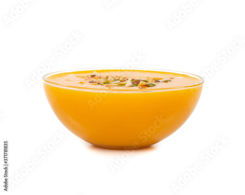 Fresh mango fruit juice on white background