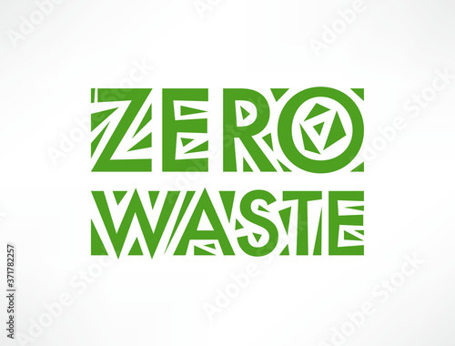 Zero Waste vector text logo. Stamp. Eco waste recycling concept isolated illustration on white background