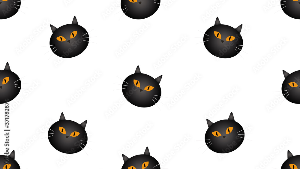 black cat seamless cartoon on white background , illustration concept black cat seamless cartoon on white background , illustration concept