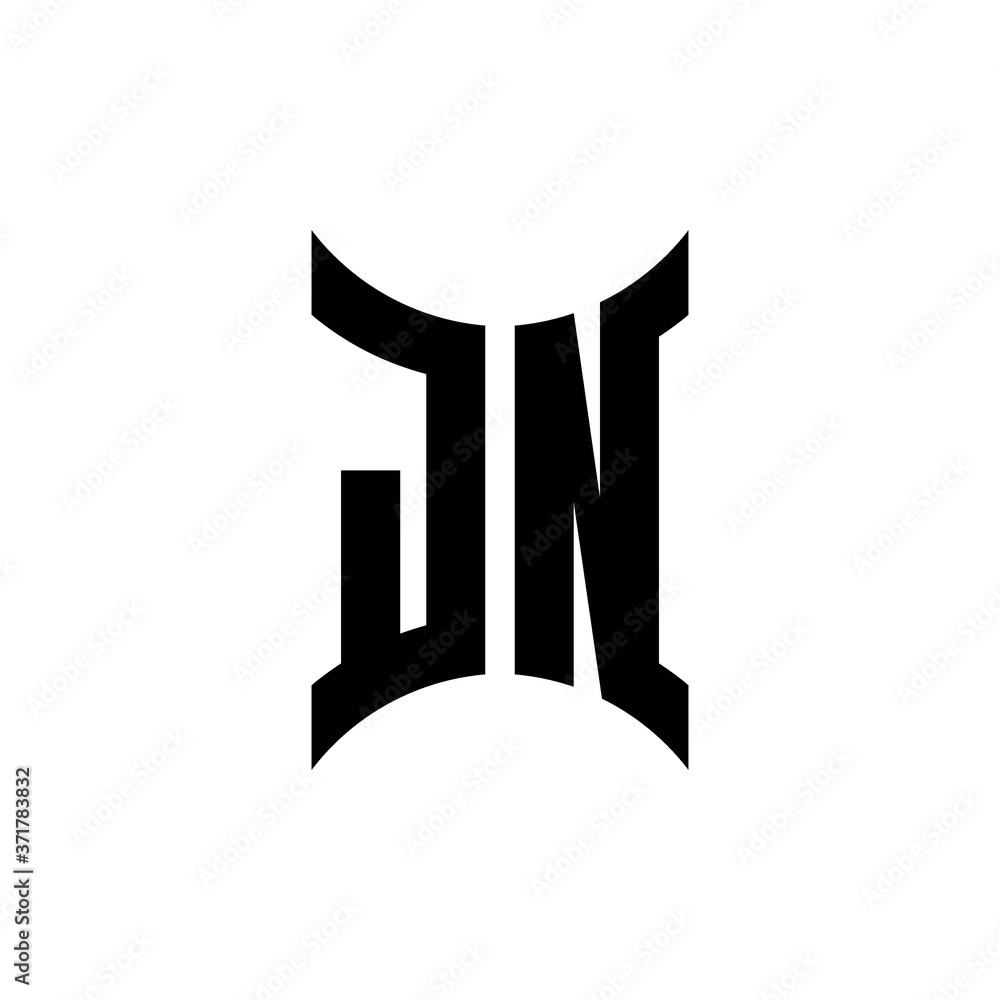 JN monogram logo with curved side JN monogram logo with curved side