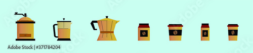 set of coffee element and icon design template with various models. vector illustration isolated on blue
