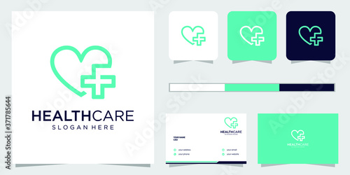 health care logo with love logo design template creative