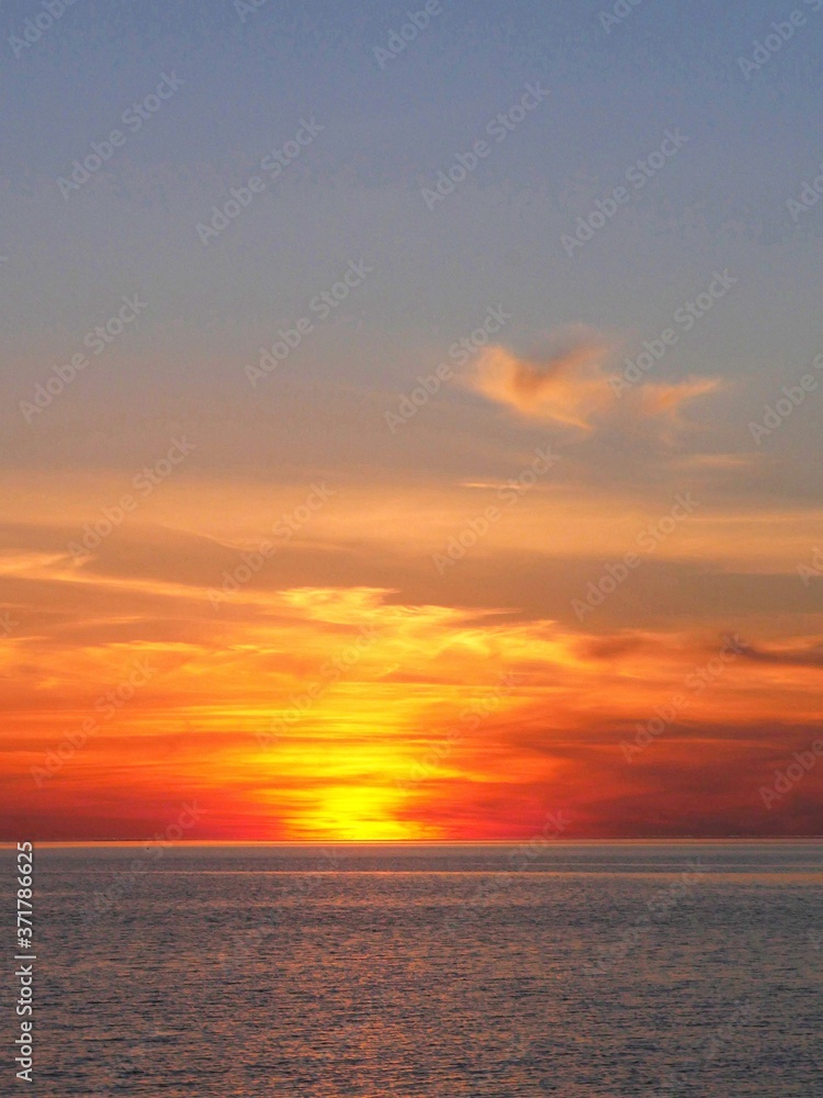 Sunset on the Sea, near Marsala in Sicily, Italy