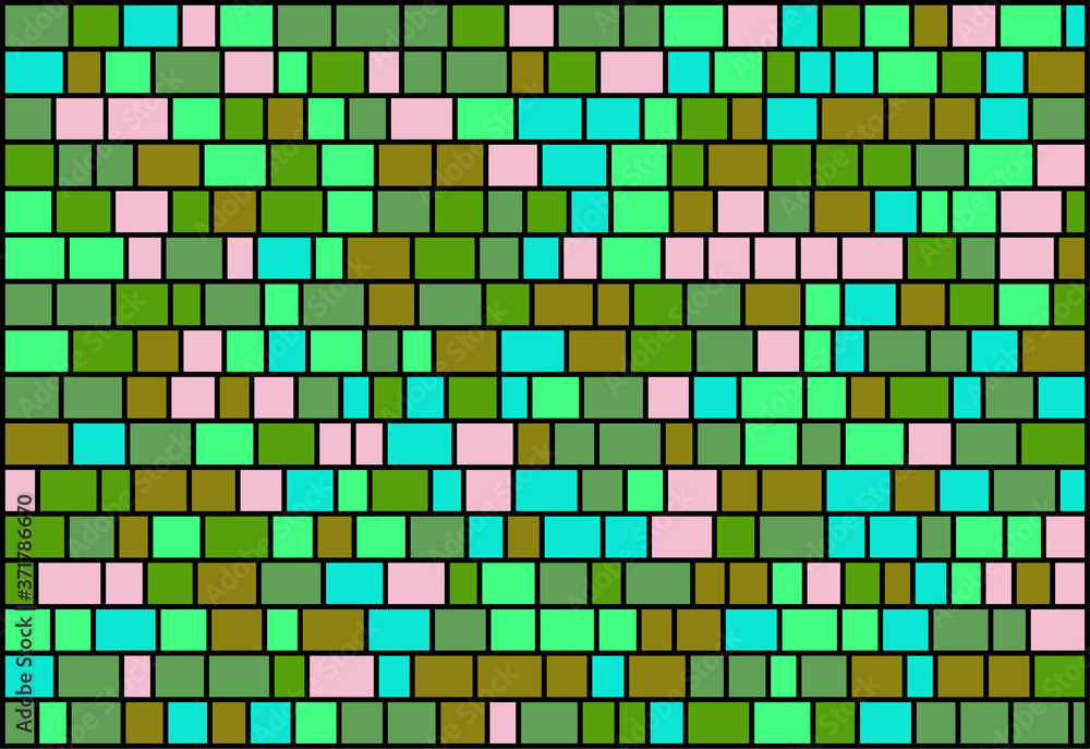 Nested, random sized multicolor rectangles with different sized borders, brick wall-like vector background for web, banner, presentations,wrapping paper etc.