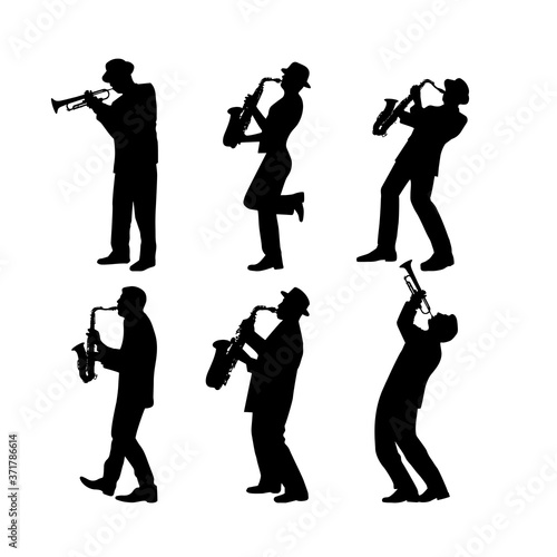 silhouette jazz musician set vector illustration
