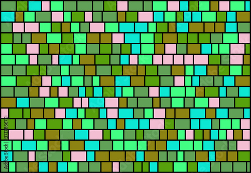 Nested, random sized multicolor rectangles with different sized borders, brick wall-like vector background for web, banner, presentations,wrapping paper etc.