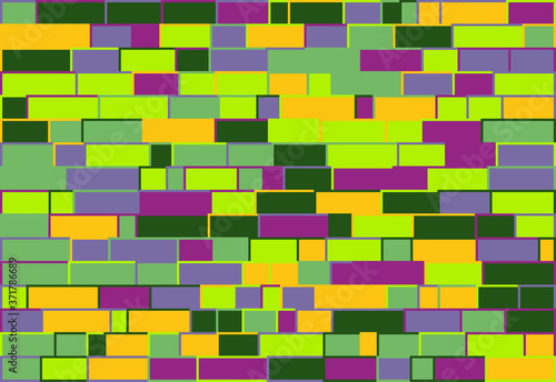Nested, random sized multicolor rectangles with different sized borders, brick wall-like vector background for web, banner, presentations,wrapping paper etc.