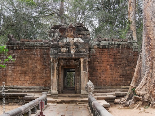 Fototapeta Naklejka Na Ścianę i Meble -  Ruins at Ta Prohm Temple, Siem Reap Province, Angkor's Temple Complex Site listed as World Heritage by Unesco in 1192, built in 1186 by King Jayavarman VII, Cambodia