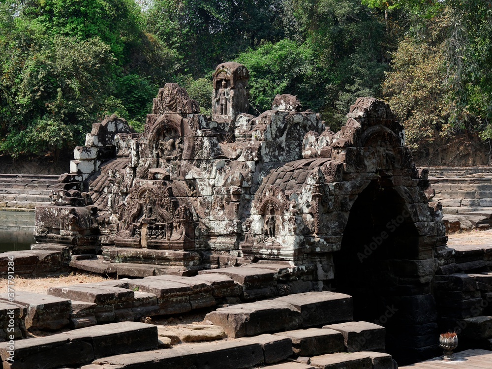Neak Pean Royal Reservoirs, Siem Reap Province, Angkor's Temple Complex Site listed as World Heritage by Unesco in 1192, built in by King Jayavarman VII at 12th Century, Cambodia