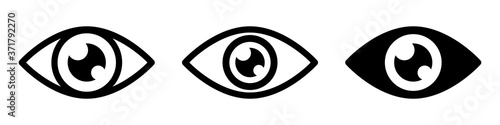 Set eye icons, retina scan eye icons, vision sign, simple eyes silhouette collection, eyesight symbol – stock vector