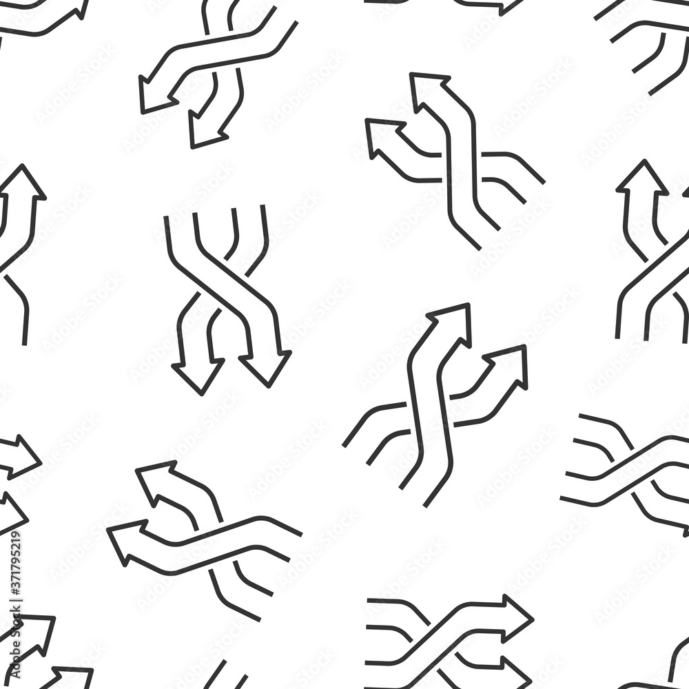 Crossroad icon in flat style. Road direction navigation vector illustration on white isolated background. Locate pin position seamless pattern business concept. Crossroad icon in flat style. Road direction navigation vector illustration on white isolated background. Locate pin position seamless pattern business concept.