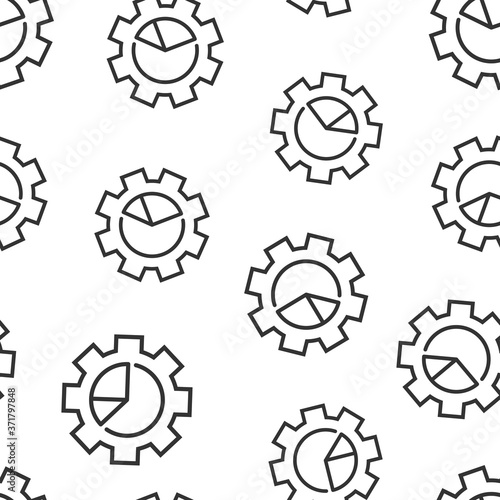 Workflow chart icon in flat style. Gear with diagram vector illustration on white isolated background. Process organization seamless pattern business concept.
