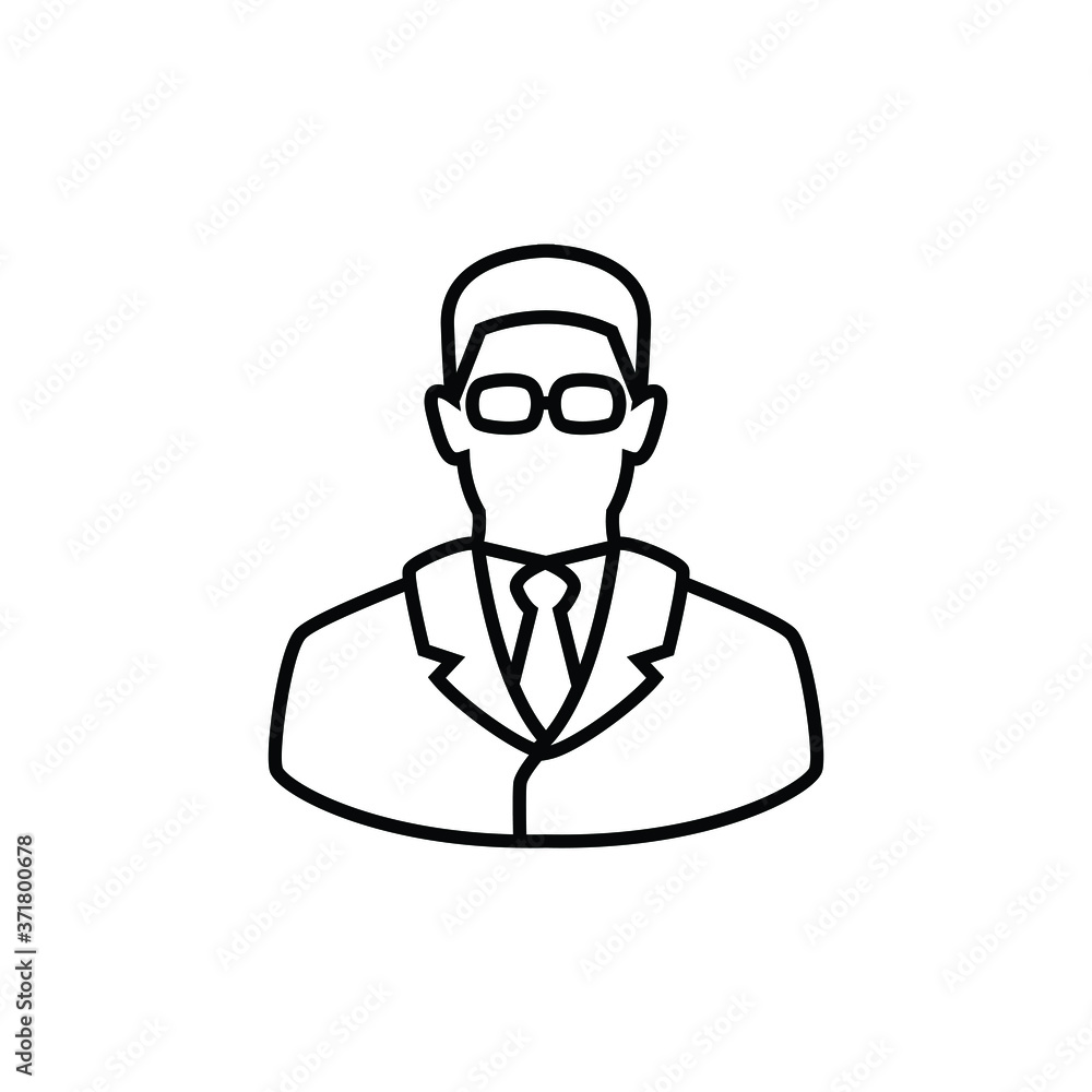 Business man thin icon isolated on white background, simple line icon for your work.
