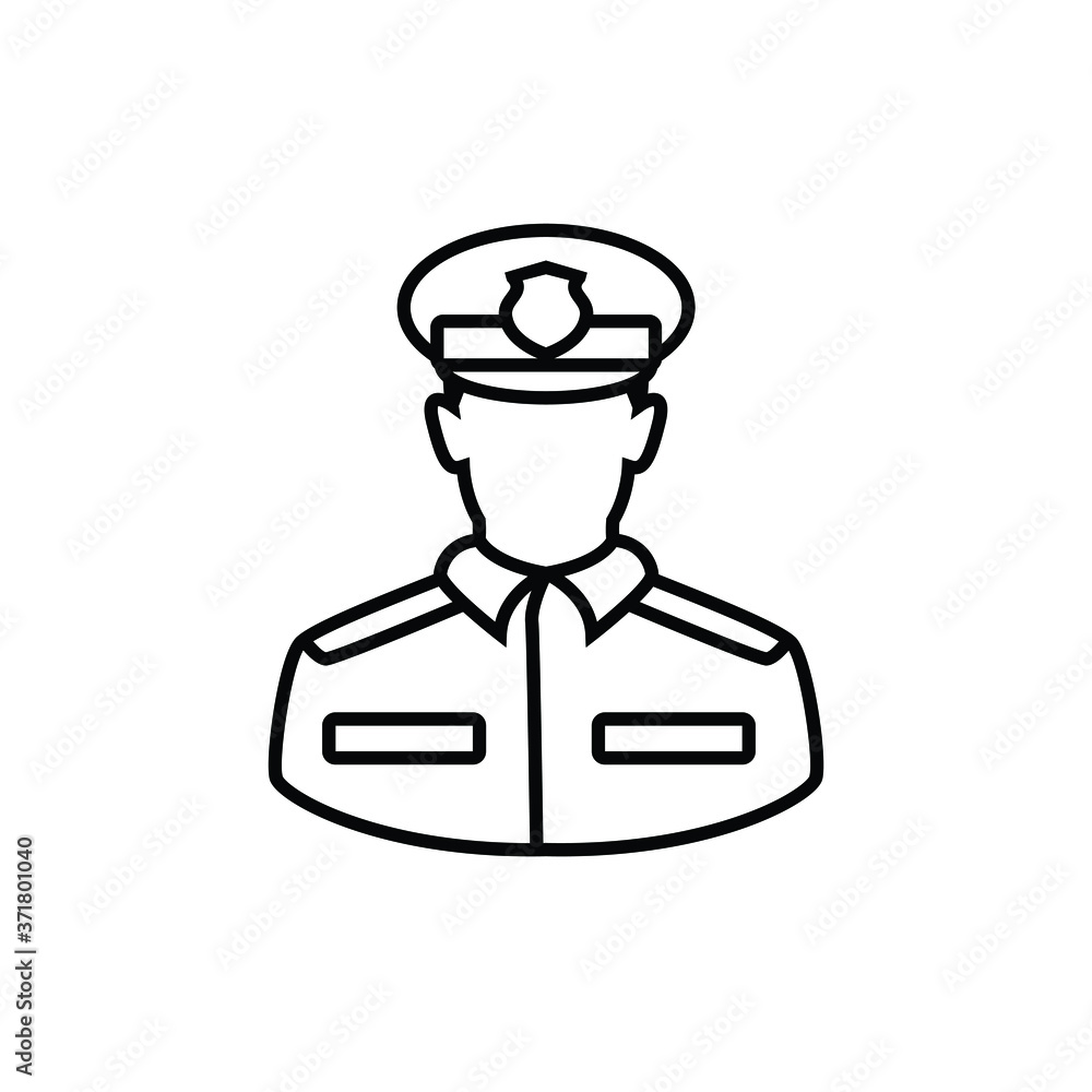 Police man thin icon isolated on white background, simple line icon for your work. Police man thin icon isolated on white background, simple line icon for your work.