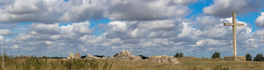 Panoramic view of Benet's Abbey, The Broads, Norfolk, UK