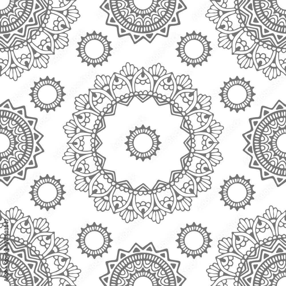 seamless pattern, abstraction in monochrome colors, mandala, ornament for wallpaper and fabric, wrapping paper, background for different designs