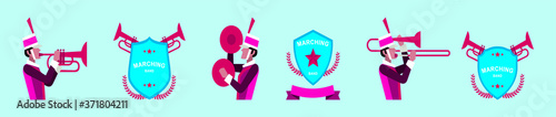 set of marching band icon design template with various models. vector illustration