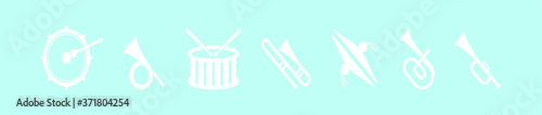 set of white marching band icon design template with various models. vector illustration