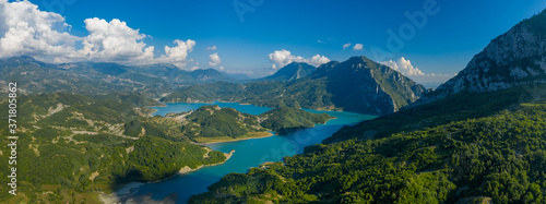 The Stunning Lakes of Albania. Aerial view.