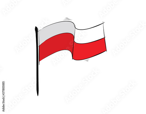 Poland Flag on white background in vector illustration